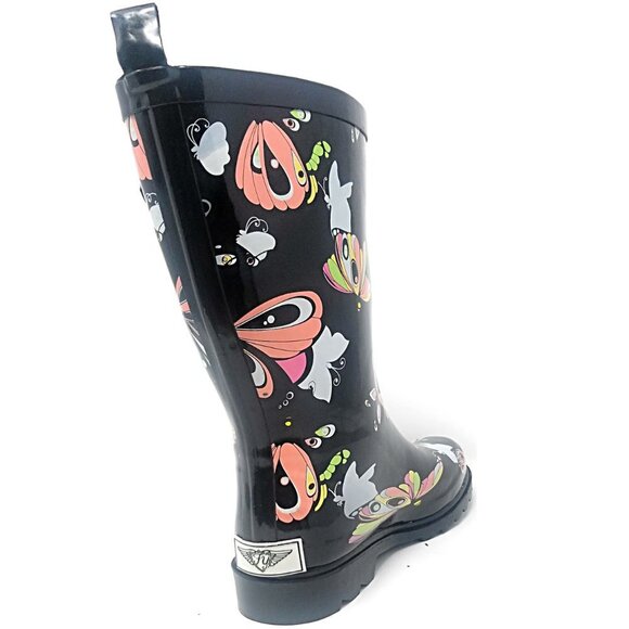 Women's Rainboots, Rubber Mid Calf Rain Boots, RB-3170 Butterfly - Picture 3 of 5